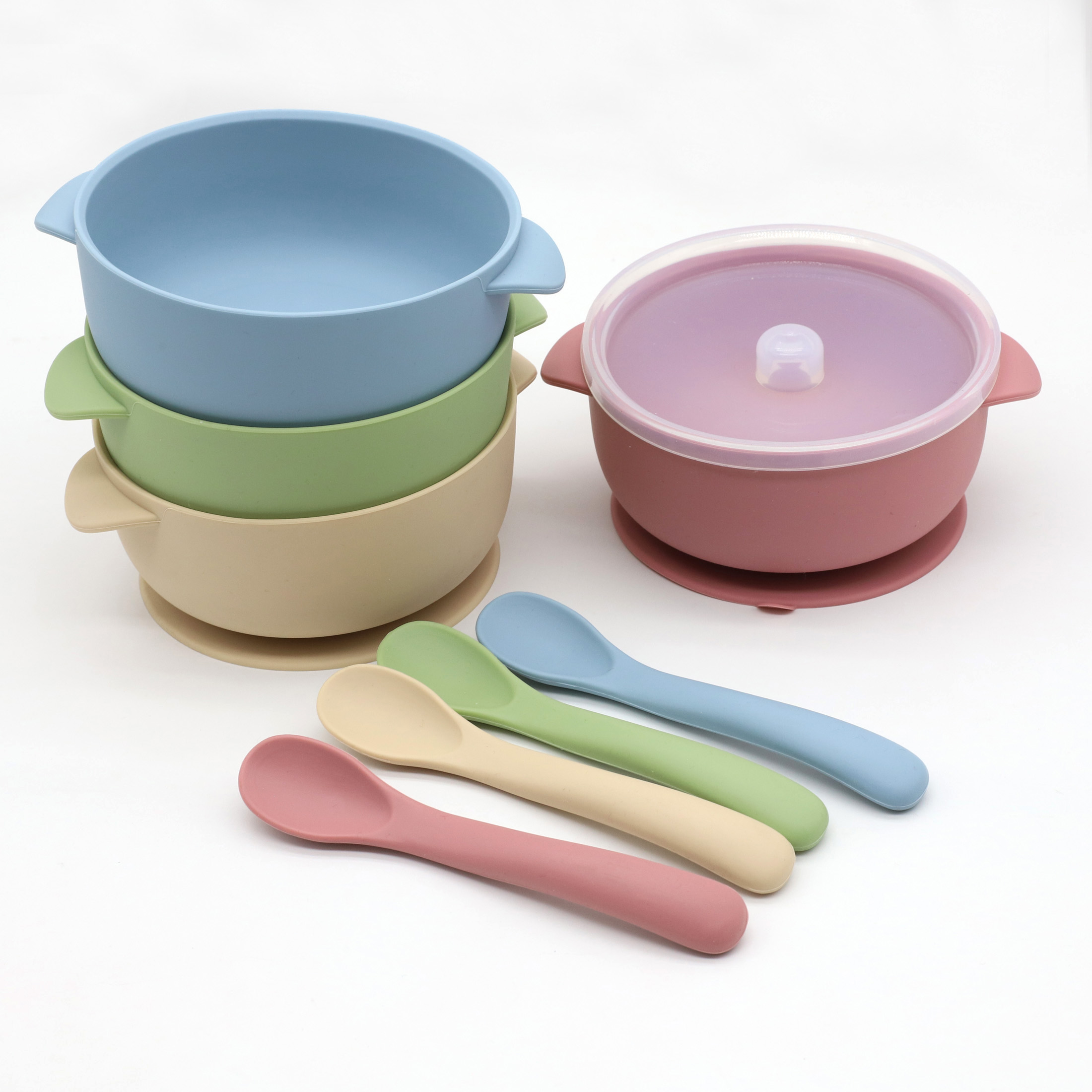 Baby Food Diary - 3pcs silicone bowl with lid, food