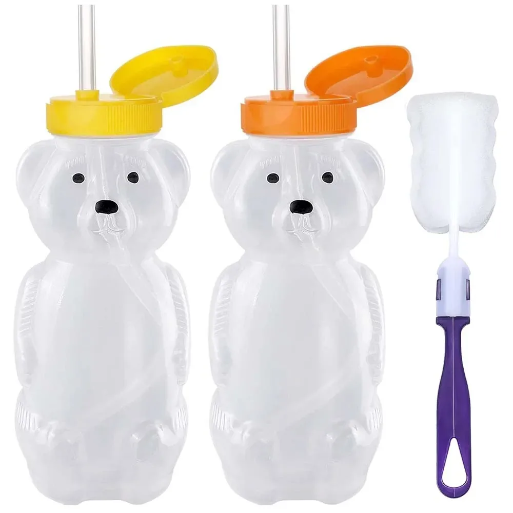 Baby Food Bottle - Honey Bear Straw Cups for Babies