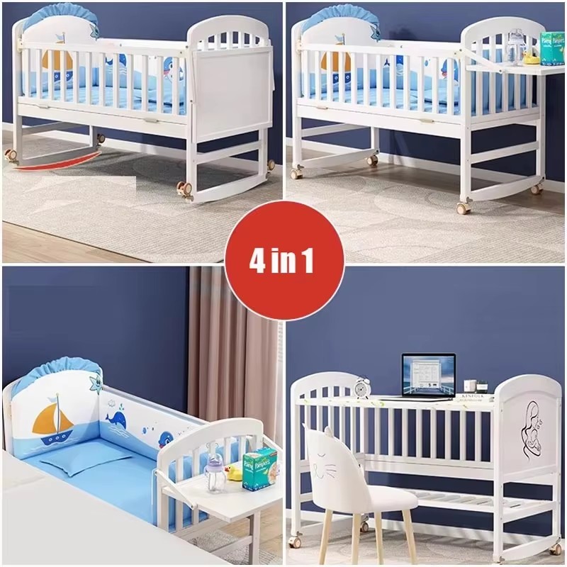 Solid Wood 3-in-1 Baby Bed - M - đánh giá và giá Baby Food Nestum