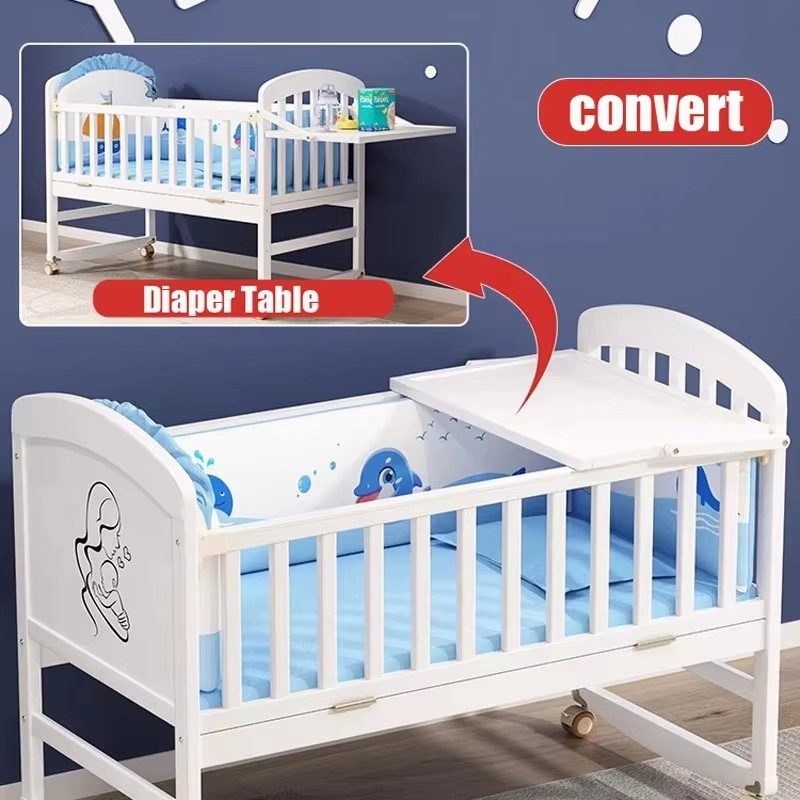 Solid Wood 3-in-1 Baby Bed - M - đánh giá và giá Baby Food Nestum